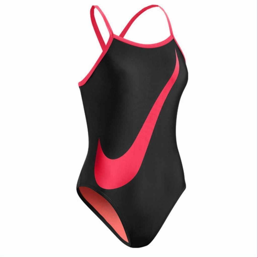 Nike Big Swoosh Women's Swimsuit - Black Pink swim training suits women, performance one piece swimsuits