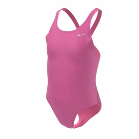 Nike Hydrastrong Solid Fastback Junior Girls One Piece - Hyper Pink swim training suits women, performance one piece swimsuits