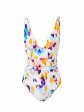 Niki One Piece Floral Ikat fashionable beach swimwear, modern womens bikinis