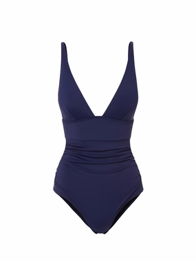 Niki One Piece Navy Satin high waist swimwear women, swimsuit for women beachwear
