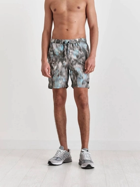 Noden Swim Short In Khaki Multi Floral Seersucker mens full coverage swimwear, stylish mens swim trunks