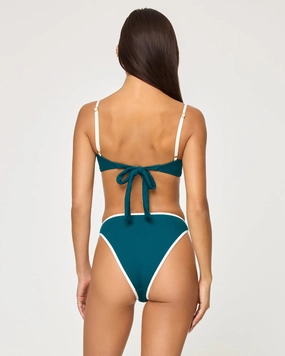 Nora Bikini Bottom - Deep Teal-Cream timeless swimwear styles women, comfy swimwear for women