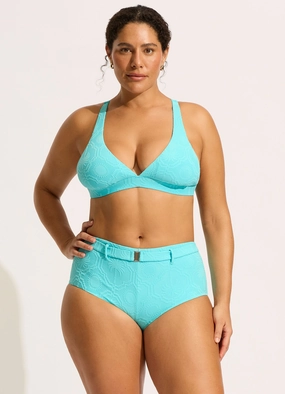 Oasis Belted Hollywood Boyleg Bikini Bottom - Atoll plus size swimwear women, summer swimwear for ladies