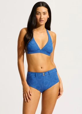Oasis Belted Hollywood Boyleg Bikini Bottom - Ultramarine affordable swimwear for women, chic swimsuits for women