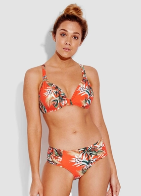 Ocean Alley Wide Side Retro Bikini Pants - Tangelo plus size swimwear women, summer swimwear for ladies