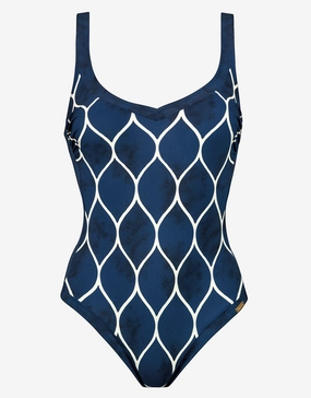 Ocean Cloud Moulded Swimsuit - Wave Cream plus size swimwear women, curvy womens swimsuits