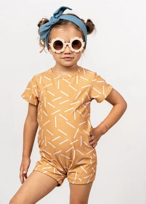 Off The Grid | Mini Shorties Rashguard (Unisex) boys summer swimwear, boys rash guard swim sets