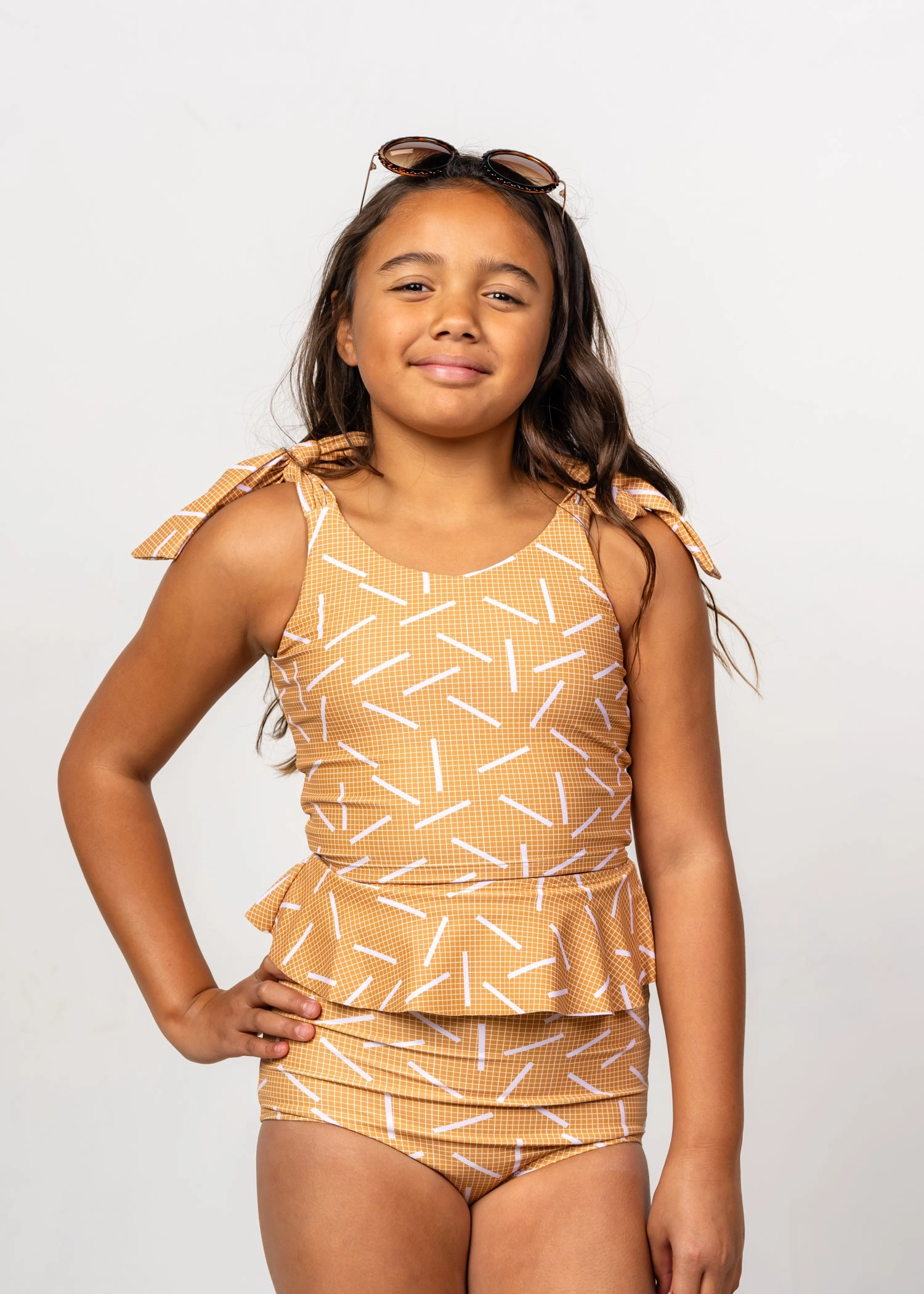 Off The Grid | Youth Peplum Bottoms cute girls swimsuits, stylish swimwear for girls