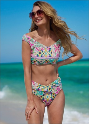 Off The Shoulder Bikini Top - Beach Art supportive swim tops, printed bikini tops