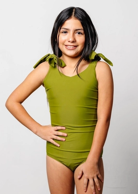 Olive Green | Youth Everyday One-Piece cute girls swimsuits, stylish swimwear for girls
