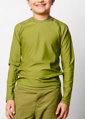 Olive Green | Youth Rashguard Top (Unisex) boys summer swimwear, boys rash guard swim sets
