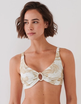 Ornation Ring Halter Bikini Top - Canvas Sand full coverage swim tops, cute bikini tops