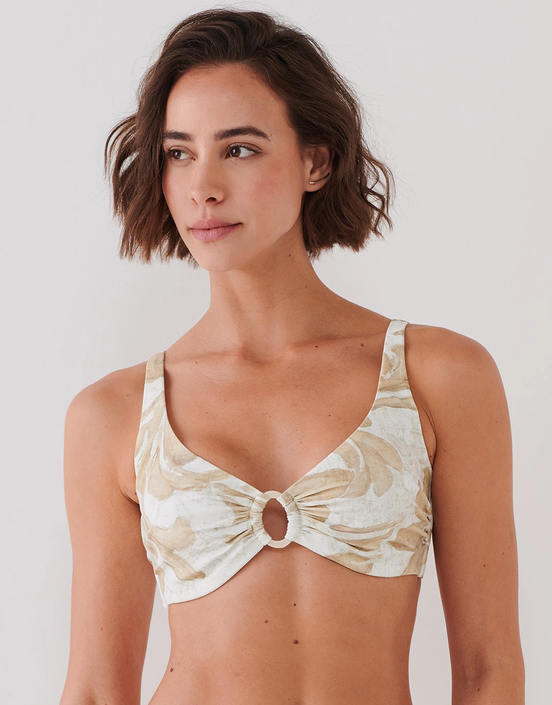 Ornation Ring Halter Bikini Top - Canvas Sand full coverage swim tops, cute bikini tops