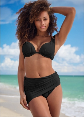 Over-The-Shoulder Marilyn Top - Black Beauty supportive swim tops, printed bikini tops
