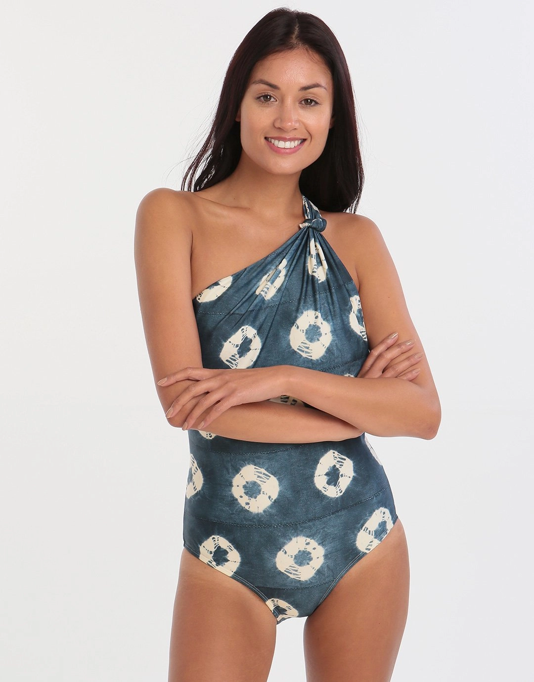 Padang One Shoulder Knot Maillot - Print