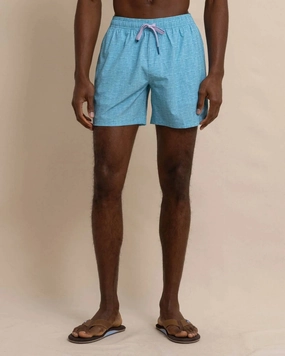 Painted Check Swim Trunk In Wake Blue mens beach swimwear, quick dry mens swimsuits