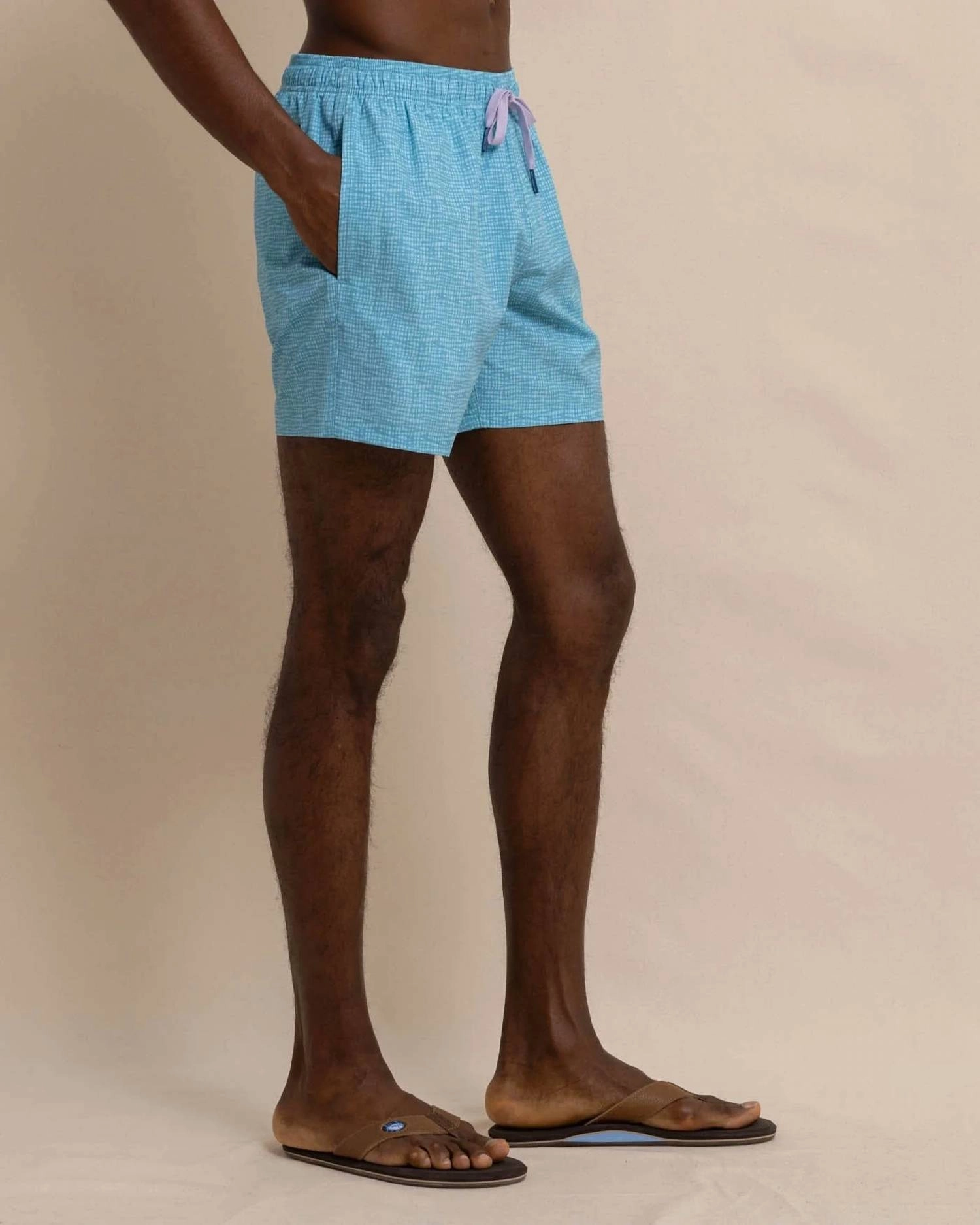 Painted Check Swim Trunk In Wake Blue