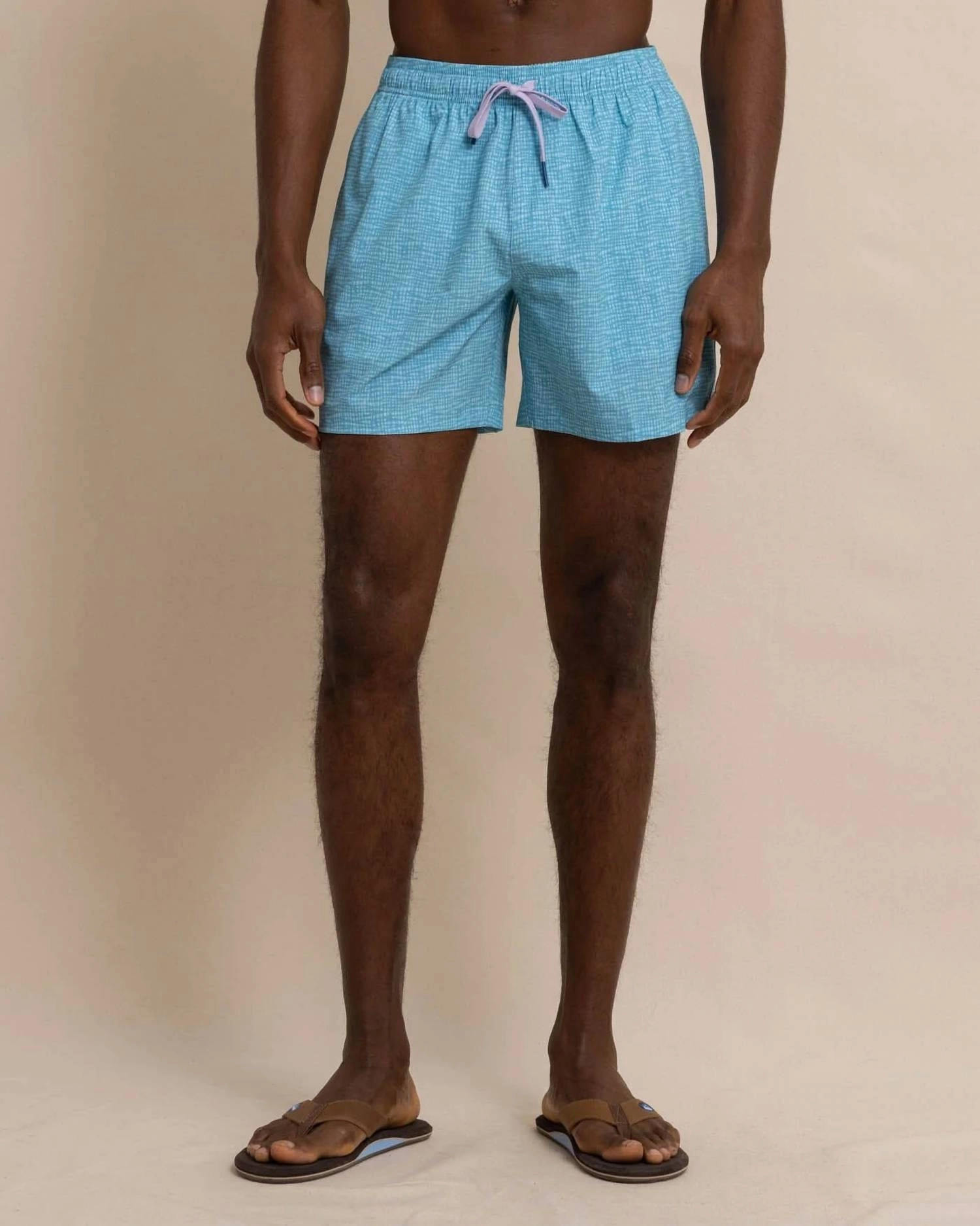 Painted Check Swim Trunk In Wake Blue mens beach swimwear, quick dry mens swimsuits