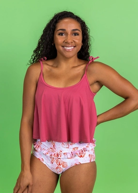 Painted Clams | Mid-Ruffle Bottoms elastic waistband swim bottoms, mix-and-match bikini bottoms
