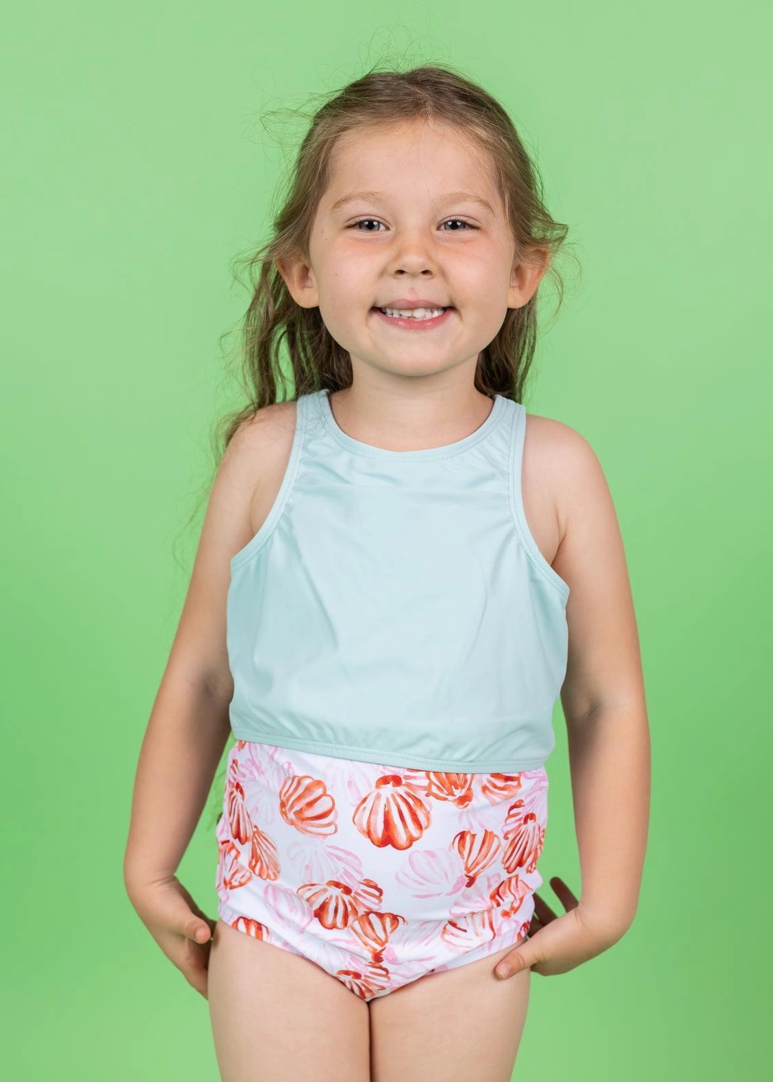 Painted Clams | Mini High-Waisted Bottoms cute girls swimsuits, stylish swimwear for girls