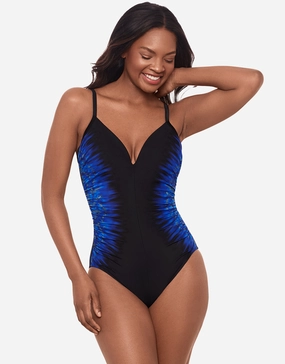 Paka Mayan Temptation Swimsuit - Blue/Black tummy control swimwear women, slimming swimsuits