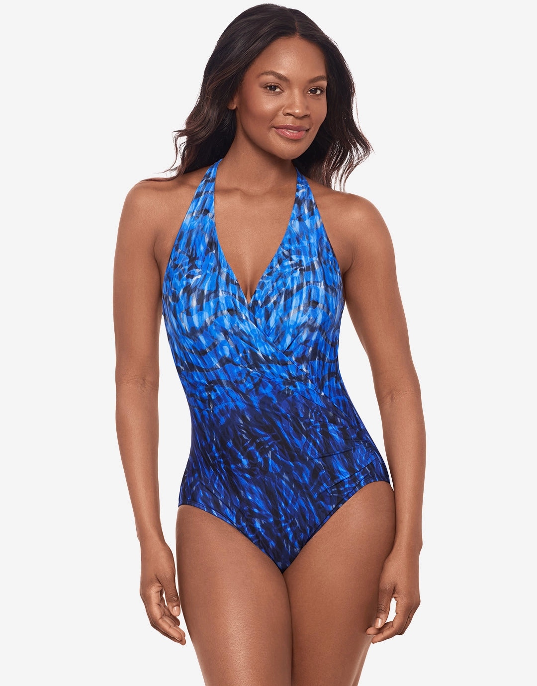 Paka Mayan Wrapsody Swimsuit - Blue/Black tummy control swimwear women, slimming swimsuits
