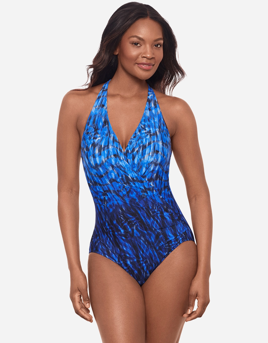 Paka Mayan Wrapsody Swimsuit - Blue/Black plus size swimwear women, curvy womens swimsuits