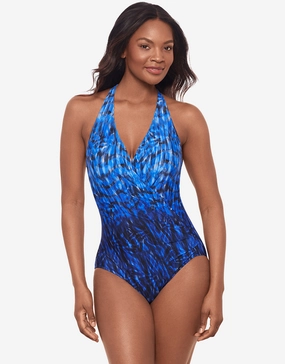Paka Mayan Wrapsody Swimsuit - Blue/Black plus size swimwear women, curvy womens swimsuits