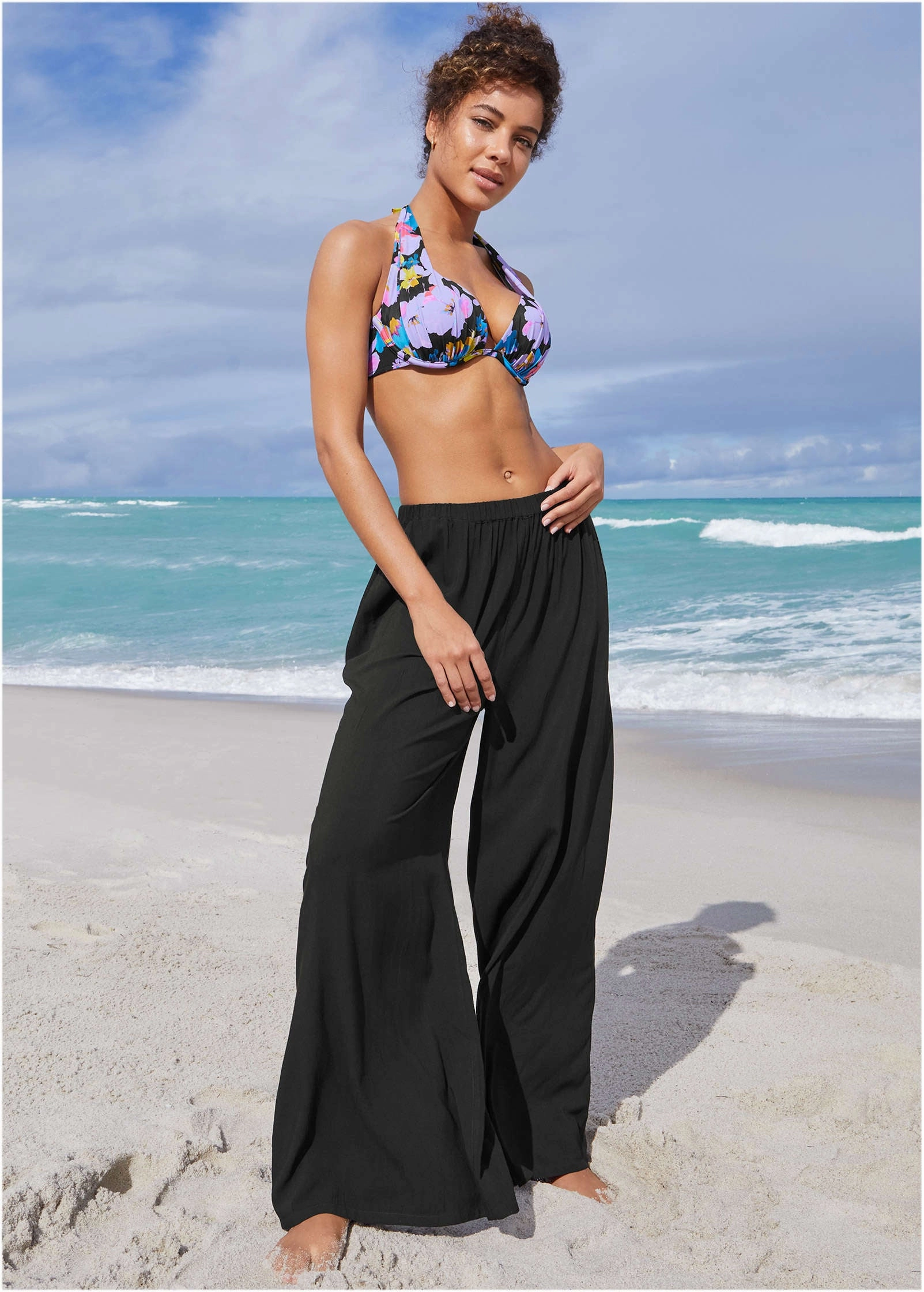 Palazzo Cover-Up Pant - Black Beauty swimwear for all body types, comfortable womens beachwear