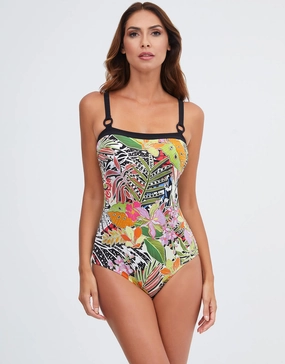 Palm Bandeau Swimsuit - Multi tummy control swimwear women, slimming swimsuits