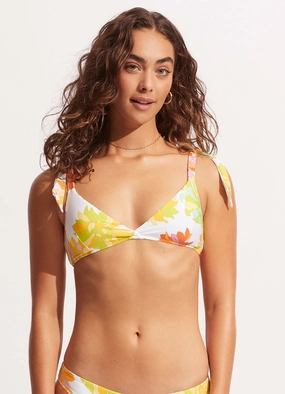 Palm Springs Wrap Front Bralette - Lime Light modern womens swimwear, one piece swimsuits women