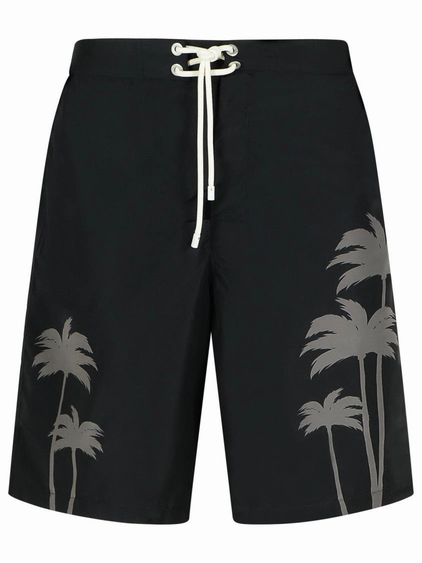 Palms' Black Polyester Swimsuit summer mens swimwear, mens athletic swimwear