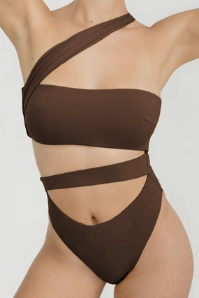 Paloma One Piece - Chocolate soft fabric swimwear women, resort swimwear for ladies