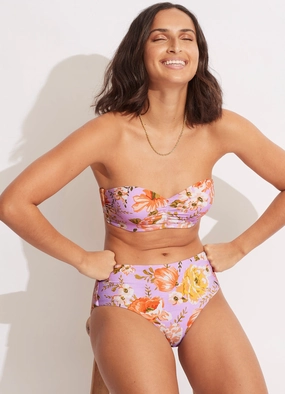Paradise Garden Bustier Bandeau - Lilac high waist bikinis women, cheeky cut bikinis for women
