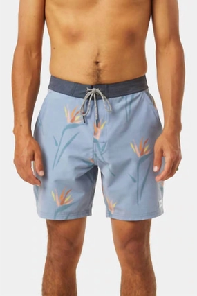 Paradise Hybrid Trunk In Tradewinds Blue mens beach swimwear, quick dry mens swimsuits