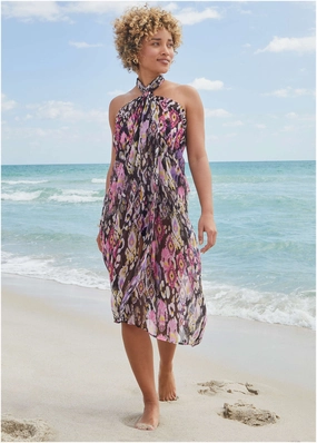 Pareo Cover-Up - Desert Ikat Black swimwear with tummy control, elegant swimsuits for women