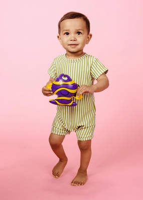 Pear Stripes | Baby Shorties Rashguard (Unisex) cute girls swimsuits, stylish swimwear for girls