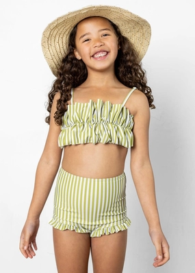Pear Stripes | Mini All Ruffled Up Bottoms cute girls swimsuits, stylish swimwear for girls