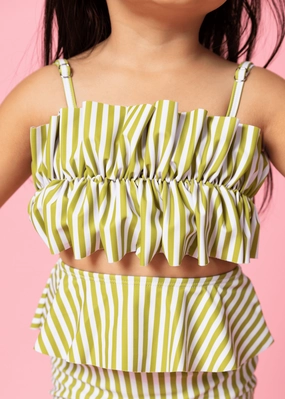 Pear Stripes | Mini Oversized Ruffle Top cute girls swimsuits, stylish swimwear for girls