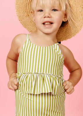 Pear Stripes | Mini Peplum Top cute girls swimsuits, stylish swimwear for girls
