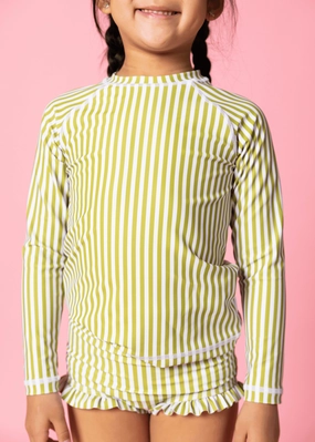 Pear Stripes | Mini Rashguard Top (Unisex) boys summer swimwear, boys rash guard swim sets