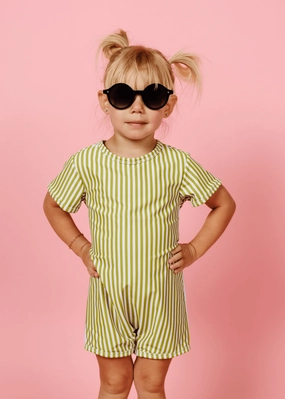 Pear Stripes | Mini Shorties Rashguard (Unisex) cute girls swimsuits, stylish swimwear for girls