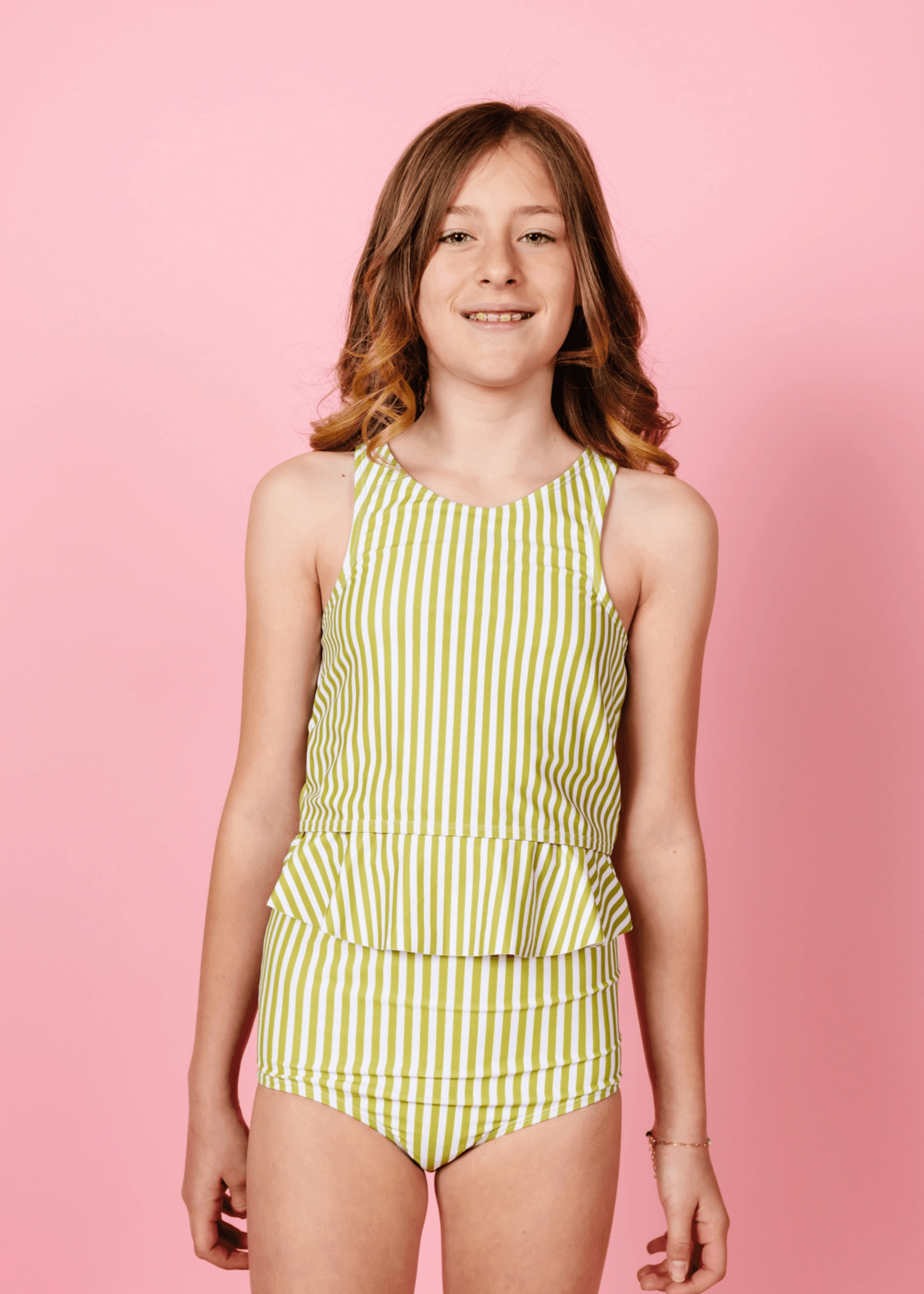 Pear Stripes | Youth Racer Back Top