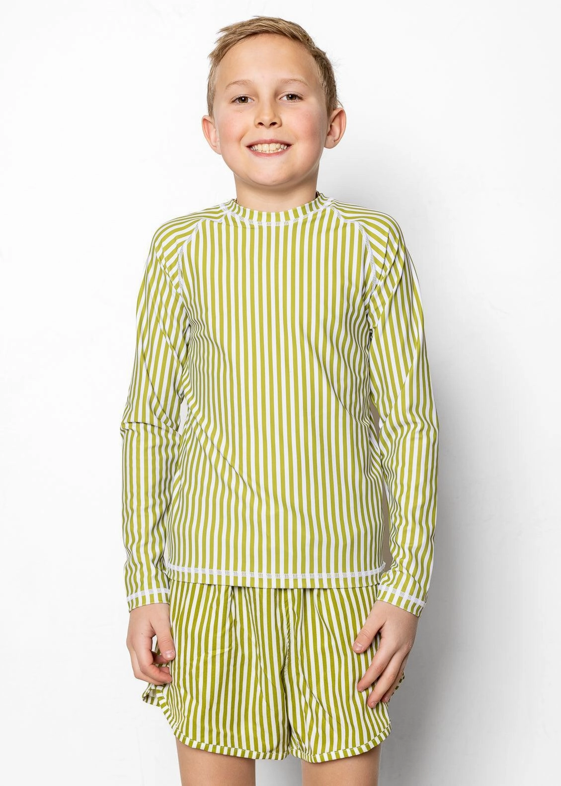 Pear Stripes | Youth Rashguard Top (Unisex) cute girls swimsuits, stylish swimwear for girls