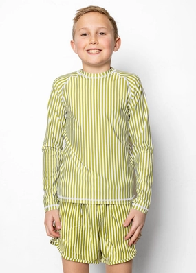 Pear Stripes | Youth Rashguard Top (Unisex) cute girls swimsuits, stylish swimwear for girls