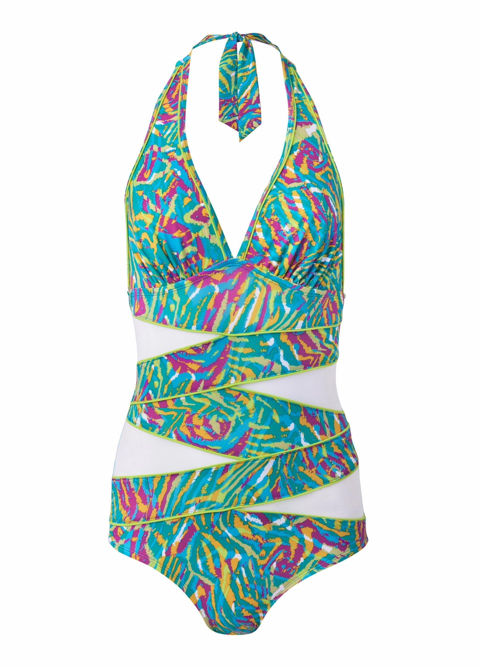 Peek-A-Boo Halter One-Piece - Tropical Twist