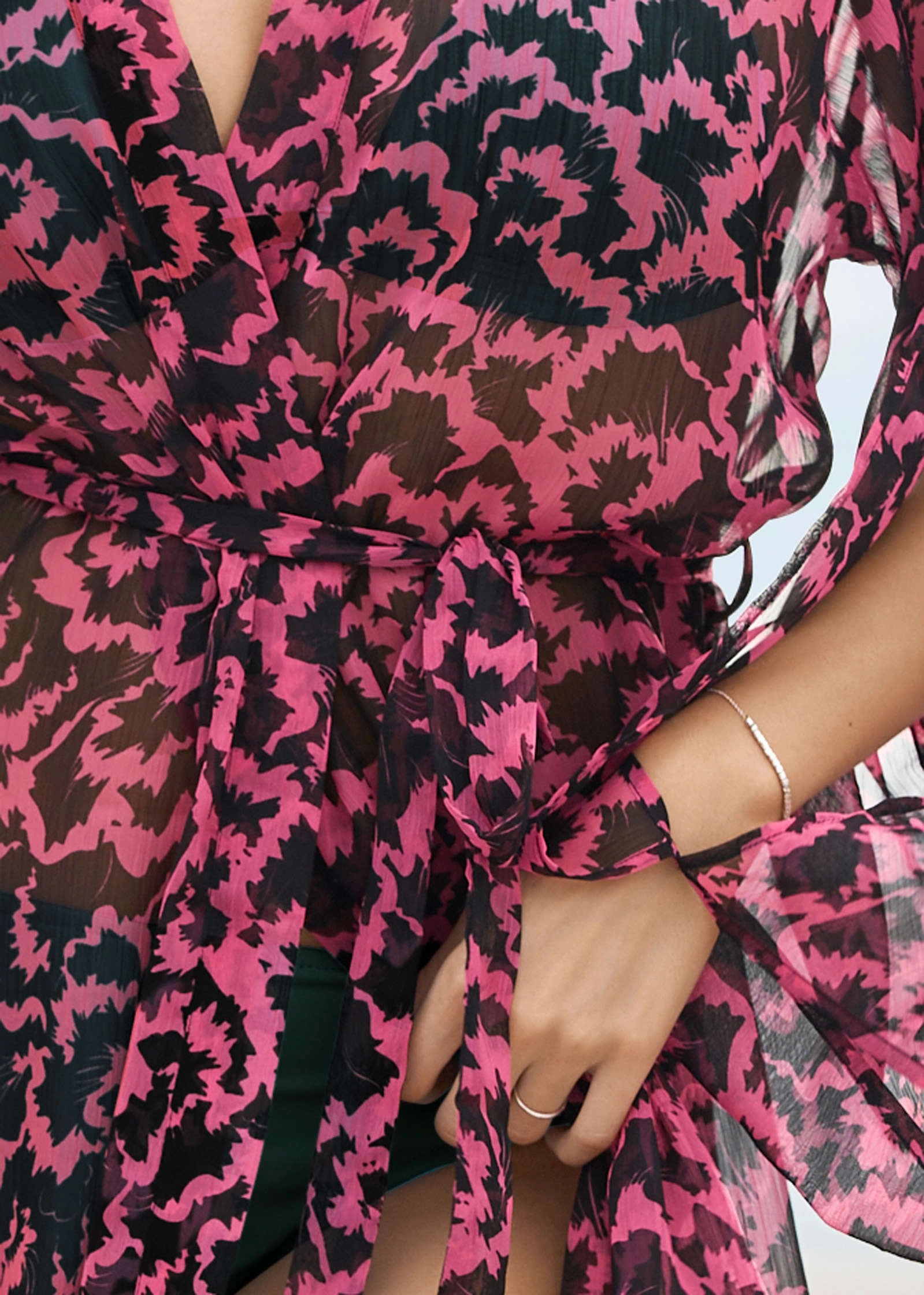 Peek-A-Boo Sleeve Kimono - Summer Slush