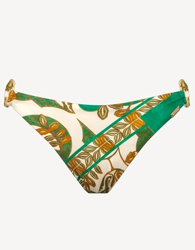 Perceptions Ring Side Bikini Pant - Cream and Green adjustable swim bottoms women, flattering bikini bottoms