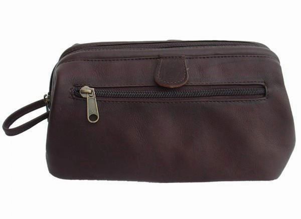 Piel Leather Deluxe Top Frame Traveling Kit Travel Kit Bag