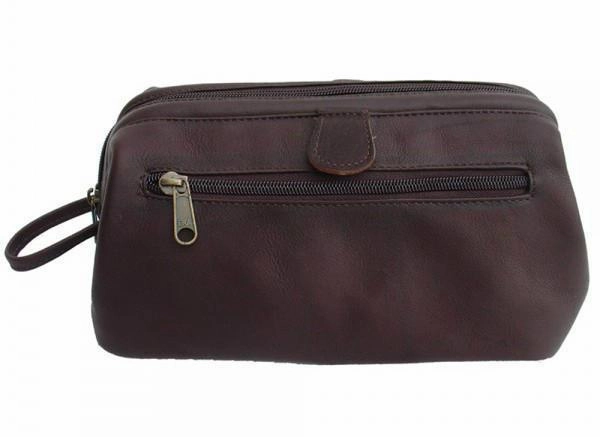 Multi-Compartment Bag Sporty Travel Bag Piel Leather Deluxe Top Frame Traveling Kit